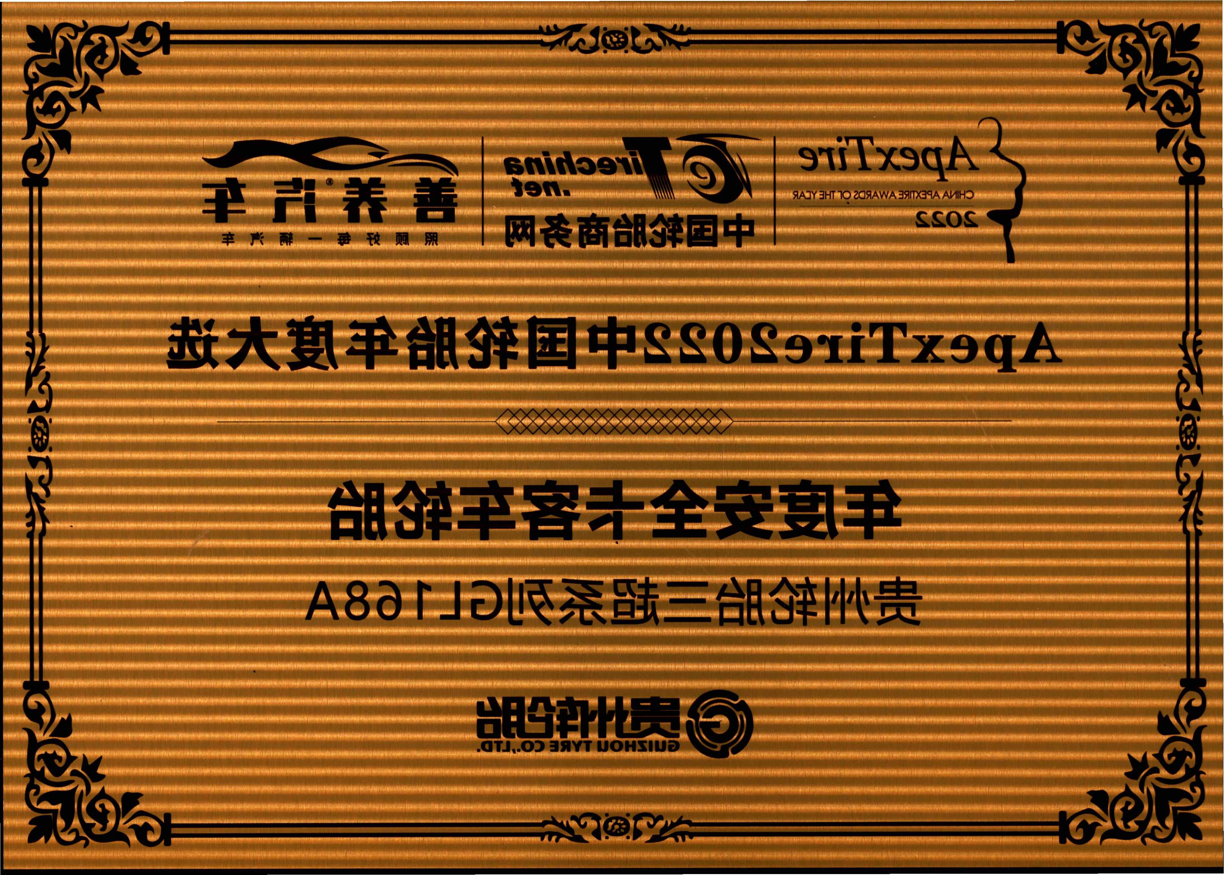 12、中国轮胎商务网  Apex Tire202中国轮2胎年度大选-年度安全卡客车轮胎 贵州轮胎三超系列GL168A